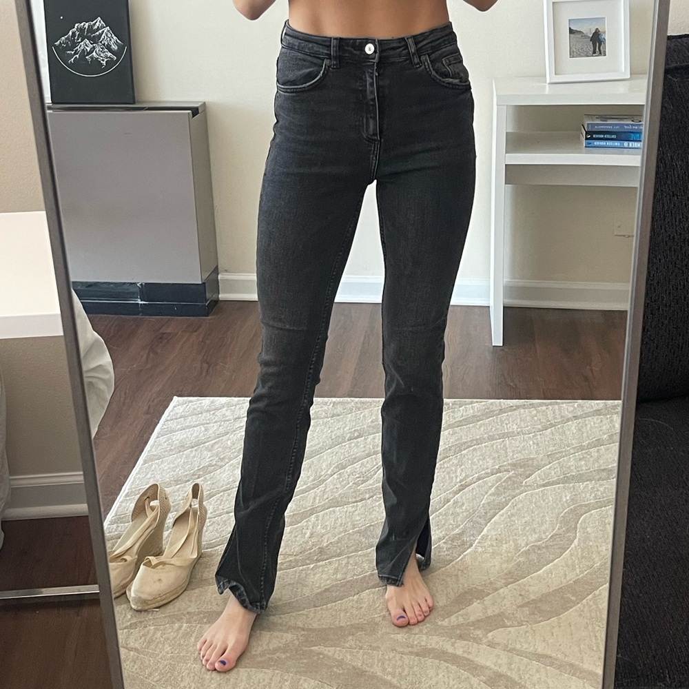 Zara Split Hem Slim Jeans